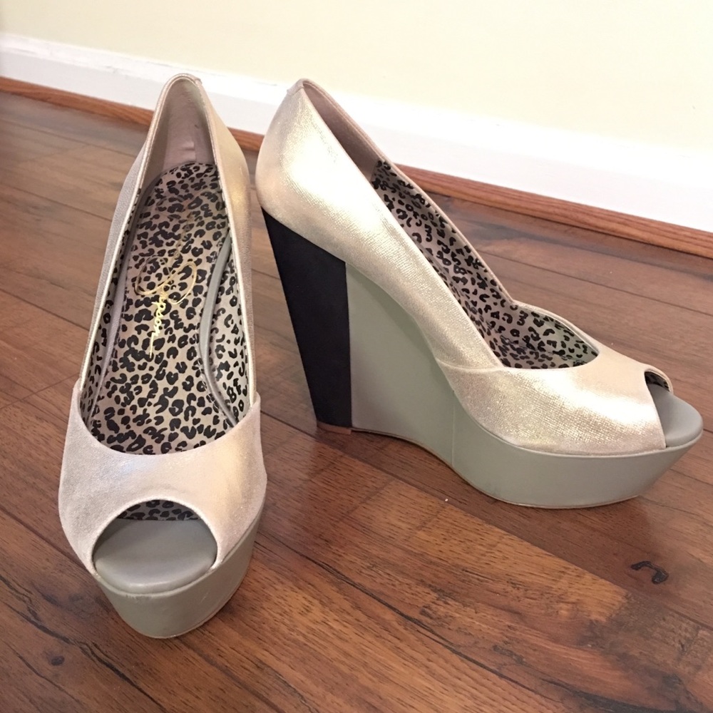 Jessica Simpson peep-toe wedges